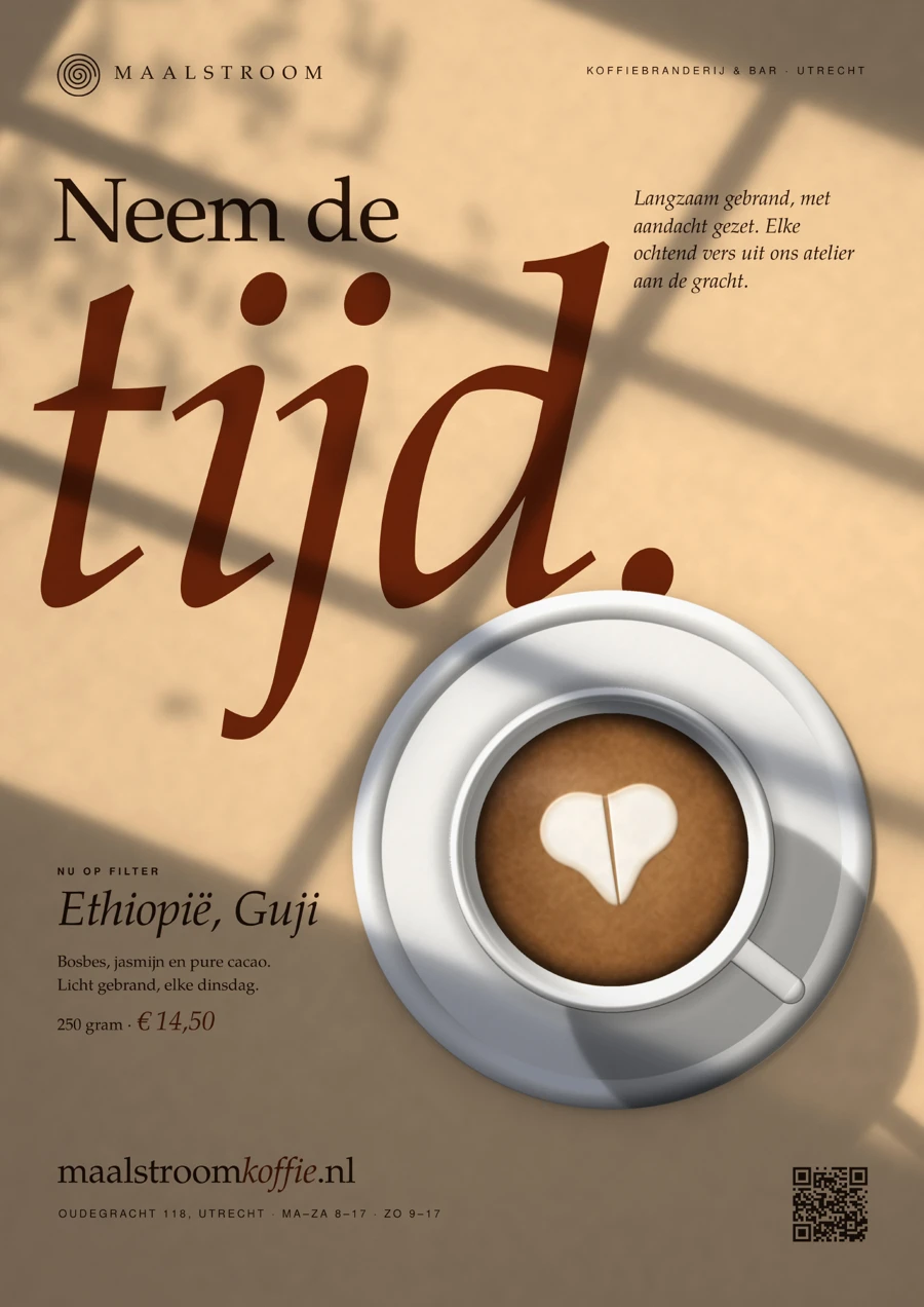 Maalstroom koffieposter — Neem de tijd